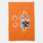 Oranje + zwarte Koffiekleur Koffiekleurendruk POP Theedoek (Verticaal)