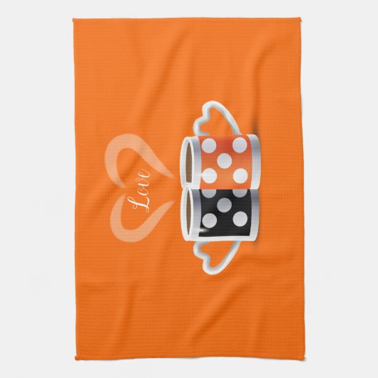 Oranje + zwarte Koffiekleur Koffiekleurendruk POP Theedoek (Verticaal)