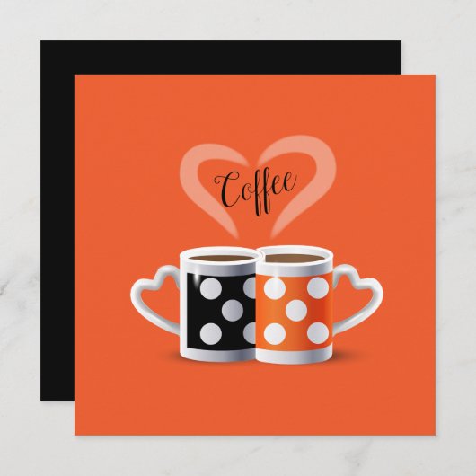 Oranje + zwarte koffiekleur of wij horen bij elkaa feestdagenkaart (Voorkant / Achterkant)