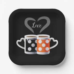 Oranje + zwarte koffiekleur of wij horen bij elkaa papieren bordje