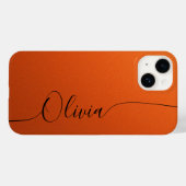 Oranje zwarte legant kalligrafiescript - naam Case-Mate iPhone case (Achterkant (horizontaal))