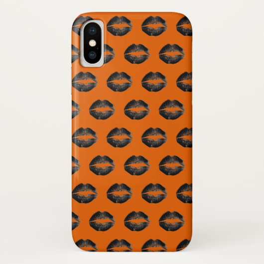Oranje zwarte lips Halloween Case-Mate iPhone Case (Achterkant)