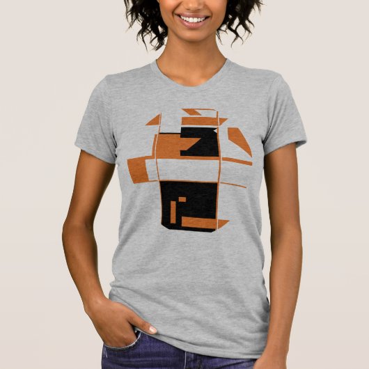 Oranje zwarte MCM-geïnspireerde geometrische Abstr T-shirt (Voorkant)