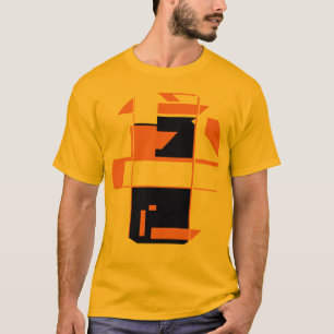 Oranje zwarte MCM-geïnspireerde geometrische Abstr T-shirt
