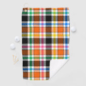 Oranje zwarte meerkleurige flanel Plaid Tartan Golfhanddoek (Insitu)