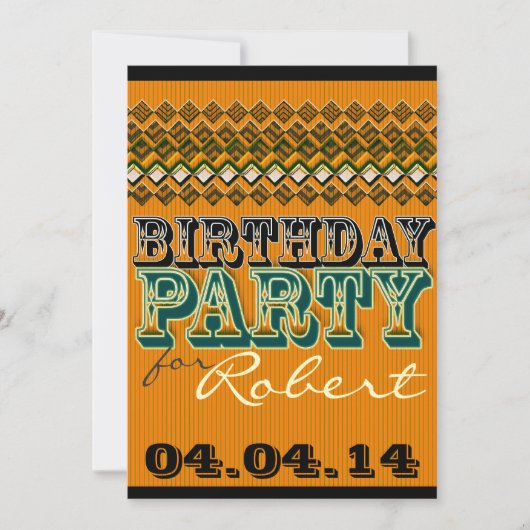 Oranje zwarte moderne Pinstripes Birthday Kaart (Voorkant)