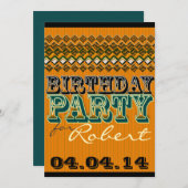 Oranje zwarte moderne Pinstripes Birthday Kaart (Voorkant / Achterkant)