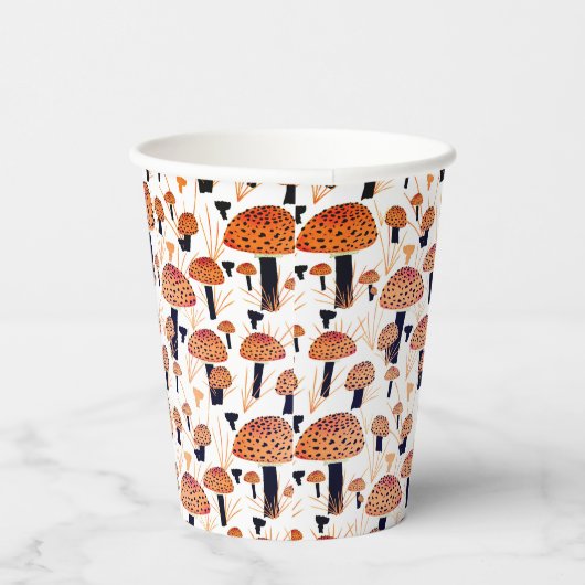 Oranje zwarte paddenstoel vliegt met Agaric Herfst Papieren Bekers (Rechts)