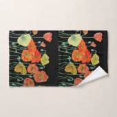 Oranje zwarte papaver blauw bloemen kunstdoekset bad handdoek (Handdoek)