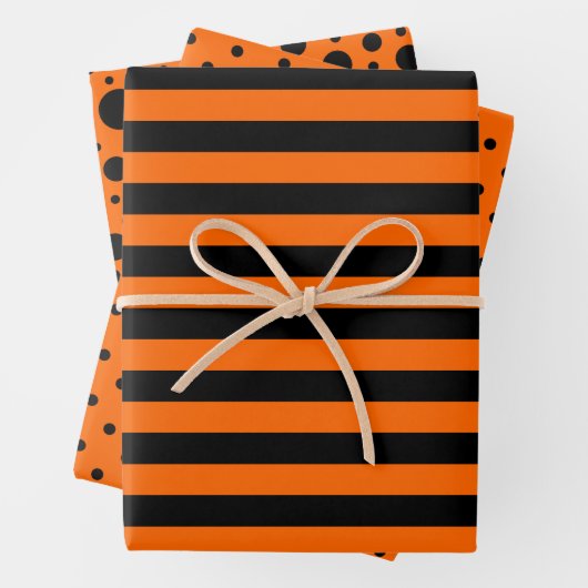 Oranje/zwarte patronen Reeks papierbladen oppakken Inpakpapier Vel (In situ)