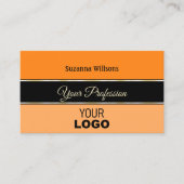 Oranje zwarte peach stripes met Logo en foto's Visitekaartje (Voorkant)