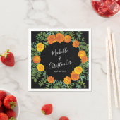 Oranje zwarte pony en Roos (Floral Wedding) Servet (Insitu)