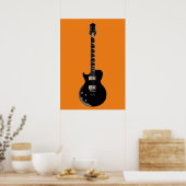 Oranje zwarte Pop art elektrische gitaar Poster (Keuken)