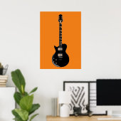 Oranje zwarte Pop art elektrische gitaar Poster (Thuiskantoor)