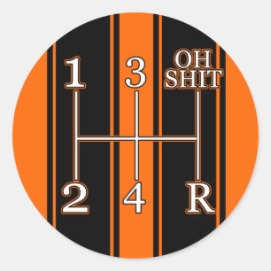 Oranje zwarte race strepen Shift knop Sticker