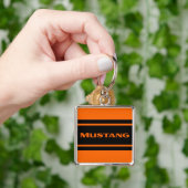 Oranje zwarte raceband Mustang Sleutelhanger (Hand)