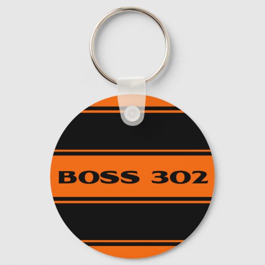 Oranje zwarte racestripes Boss 302-Sleutelhanger Sleutelhanger (Voorkant)
