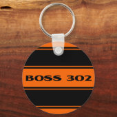 Oranje zwarte racestripes Boss 302-Sleutelhanger Sleutelhanger (Voorkant)