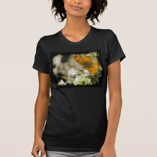 Oranje zwarte rand van de vlinder t-shirt