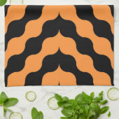 Oranje, zwarte Retro naadloos Theedoek (Gevouwen)