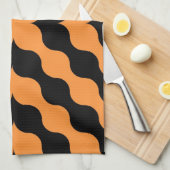 Oranje, zwarte Retro naadloos Theedoek (Quarter Fold)