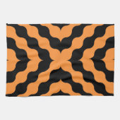 Oranje, zwarte Retro naadloos Theedoek (Horizontaal)