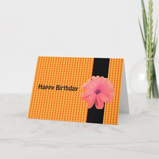 Oranje zwarte ribbon Birthday Wish Kaart (Voorkant)