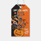 Oranje zwarte rode pompoen Halloween Party Cadeaulabel (Voorkant)