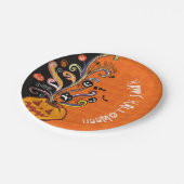 Oranje zwarte rode pompoen Halloween Party Papieren Bordje (Gekanteld)