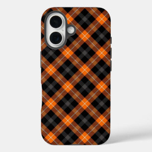 Oranje, zwarte ruit iPhone-hoesje iPhone 16 Hoesje