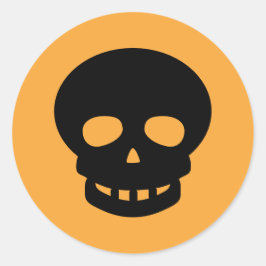 Oranje zwarte schedel Klassieke ronde sticker