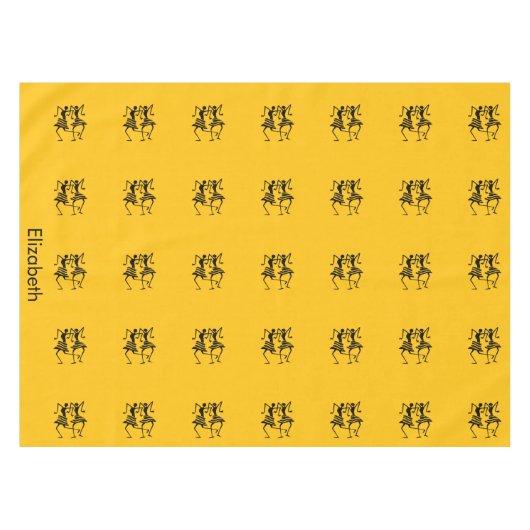 Oranje, zwarte Silhouette Celebration Tafelkleed (Voorkant (Horizontaal))