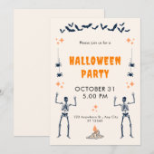 Oranje zwarte speelse illustratieve Halloween part Kaart (Voorkant / Achterkant)