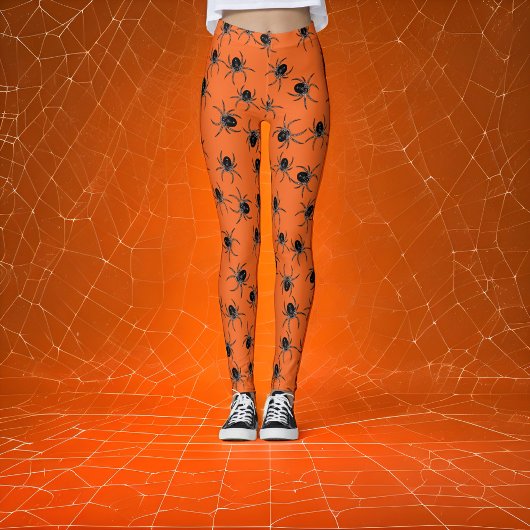 Oranje Zwarte Spider Halloween Leggings