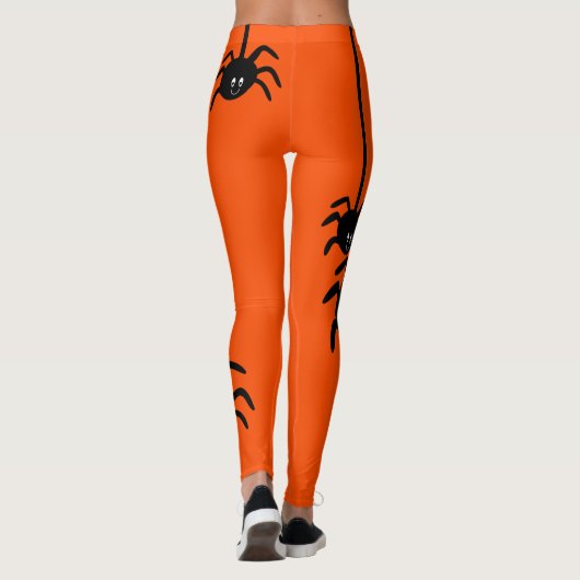 ORANJE ZWARTE SPIN HALLOWEEN BUSINESS LOGO CUSTOM LEGGINGS (Achterkant)