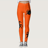 ORANJE ZWARTE SPIN HALLOWEEN BUSINESS LOGO CUSTOM LEGGINGS (Voorkant)