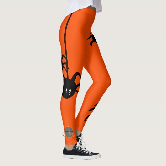 ORANJE ZWARTE SPIN HALLOWEEN BUSINESS LOGO CUSTOM LEGGINGS (Rechts)