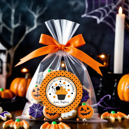 Oranje zwarte spin polka stippen Halloween Verjaar Ronde Sticker