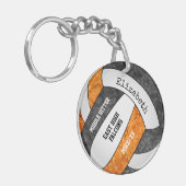 oranje zwarte sportvolleybal sleutelhanger (Voorkant Links)