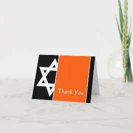 Oranje Zwarte Ster van David Bar Mitswa Dank U Bedankkaart