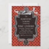 Oranje & Zwarte Stippen Whimsical Halloween Kaart (Voorkant)