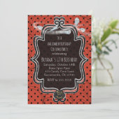 Oranje & Zwarte Stippen Whimsical Halloween Kaart (Staand voorkant)