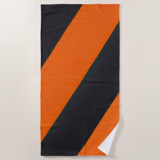 oranje zwarte strepen badhanddoek (Voorkant)