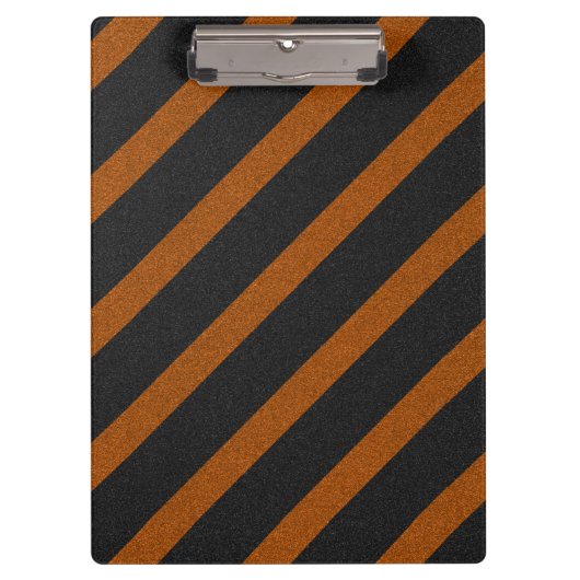 Oranje & Zwarte Strepen Glitter Klembord (Voorkant)