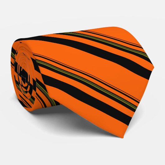 Oranje zwarte strips stropdas (Opgerold)