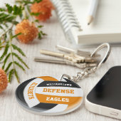 oranje zwarte teamkleuren gepersonaliseerd volleyb sleutelhanger (Voorkant Rechts)