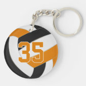 oranje zwarte teamkleuren gepersonaliseerd volleyb sleutelhanger (Achterkant)