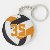 oranje zwarte teamkleuren gepersonaliseerd volleyb sleutelhanger (Achterkant)