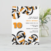 oranje zwarte teamkleuren volleybal verjaardagsfee kaart (Staand voorkant)