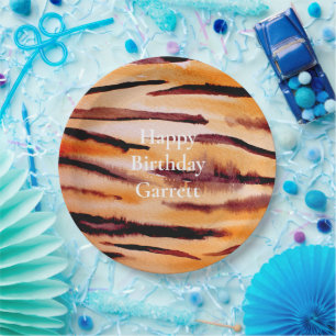 Oranje zwarte tijger dierenprint papieren bordje